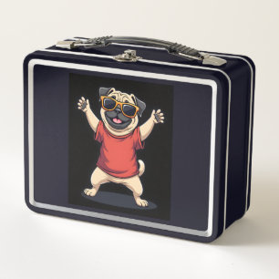 Funny Dabbing Dab Pug Dog Pets Dance Animal Puppy  Metal Lunch Box