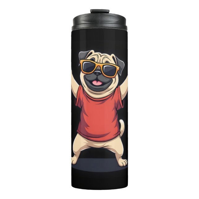 Funny Dabbing Dab Pug Dog Pets Dance Animal Puppy  Thermal Tumbler (Front)