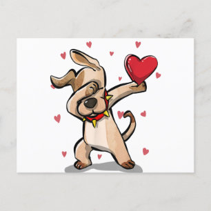 Funny Dabbing Dog Heart Valentine's Day Gift Boys  Postcard
