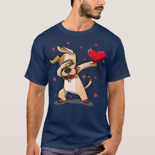 Funny Dabbing Dog Heart Valentines Day Gift Boys T-Shirt