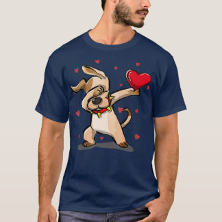 Funny Dabbing Dog Heart Valentines Day Gift Boys T-Shirt