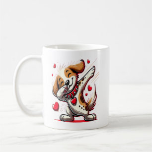Funny Dabbing Dog Heart Valentine's Day Gifts Boys Coffee Mug
