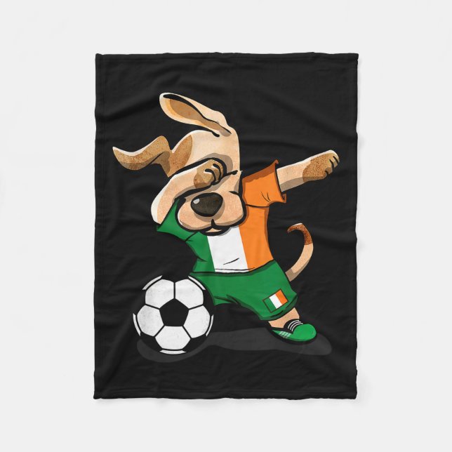 Funny Dabbing Dog Ireland Soccer Jersey Funny Iris Fleece Blanket (Front)