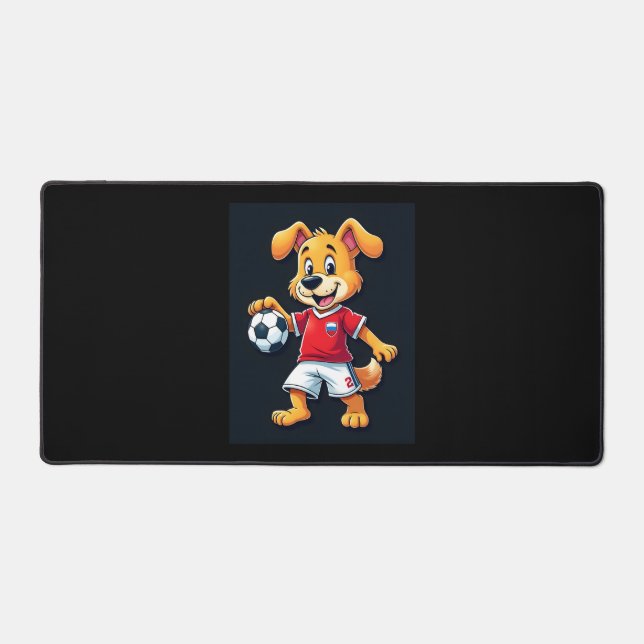 Funny Dabbing Dog Russia Soccer Jersey Russian Foo Desk Mat (Front)