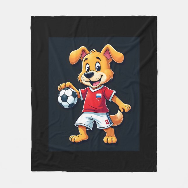 Funny Dabbing Dog Russia Soccer Jersey Russian Foo Fleece Blanket (Front)