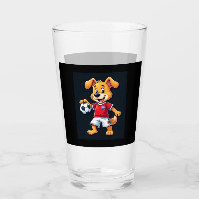 Funny Dabbing Dog Russia Soccer Jersey Russian Foo Glass (Front)