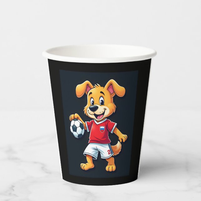 Funny Dabbing Dog Russia Soccer Jersey Russian Foo Paper Cups (Front)