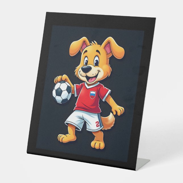 Funny Dabbing Dog Russia Soccer Jersey Russian Foo Pedestal Sign (Front)