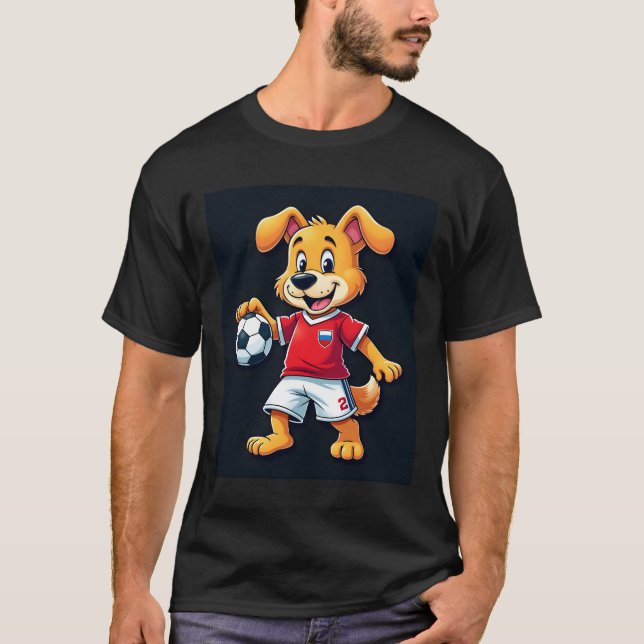 Funny Dabbing Dog Russia Soccer Jersey Russian Foo T-Shirt (Front)