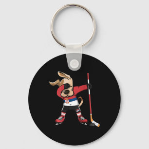 Funny Dabbing Dog Serbia Ice Hockey Fans Jersey Da Key Ring