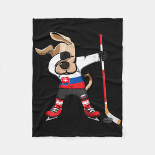 Funny Dabbing Dog Slovakia Ice Hockey Fans Jersey Fleece Blanket