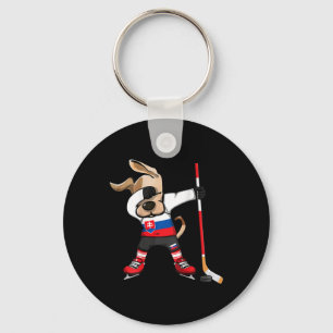 Funny Dabbing Dog Slovakia Ice Hockey Fans Jersey Key Ring