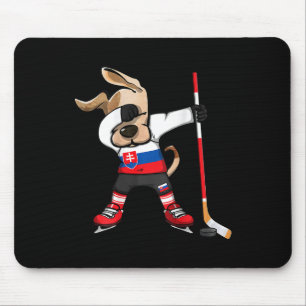 Funny Dabbing Dog Slovakia Ice Hockey Fans Jersey Mouse Mat