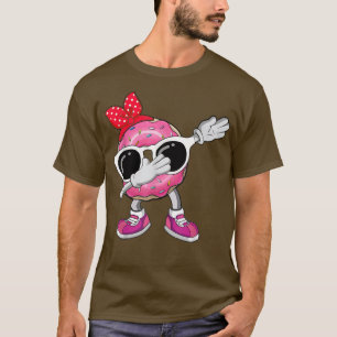 Funny Dabbing Donut Cute Donut Crew Pink Chocolate T-Shirt