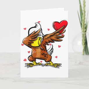 Funny Dabbing Eagle Heart Valentines Day Gift Boys Card