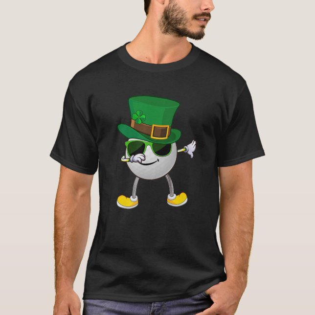 Funny Dabbing Golf Ball St. Patrick's Day T-Shirt (Front)