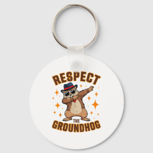Funny Dabbing Groundhog Day Respect The Groundhog Key Ring
