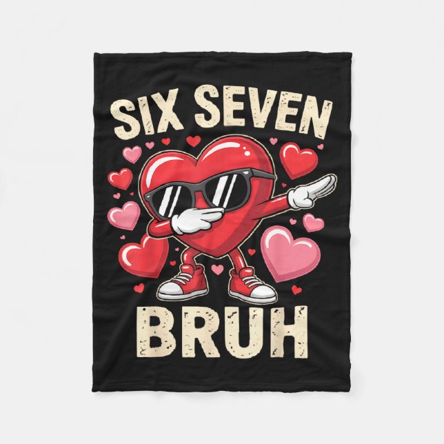 Funny Dabbing Heart 67 Bruh Six Seven Meme Valenti Fleece Blanket (Front)