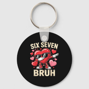 Funny Dabbing Heart 67 Bruh Six Seven Meme Valenti Key Ring