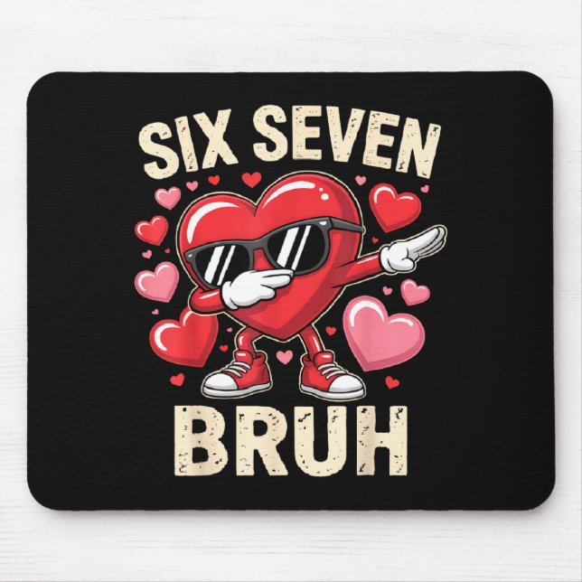Funny Dabbing Heart 67 Bruh Six Seven Meme Valenti Mouse Mat (Front)