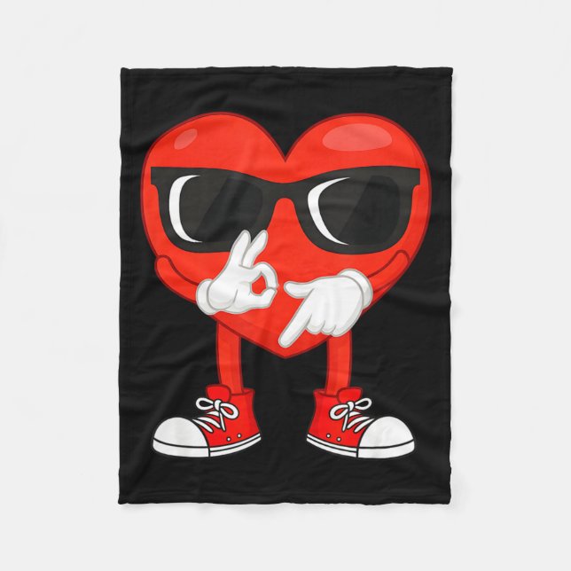 Funny Dabbing Heart Valentines Day 67 Six Seven Lo Fleece Blanket (Front)