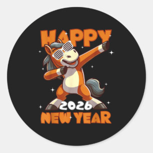 Funny Dabbing Horse Happy Lunar New Year 2026 Year Classic Round Sticker