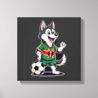 Funny Dabbing Husky Dog Kenya Football - Kenyan Fl Canvas Print