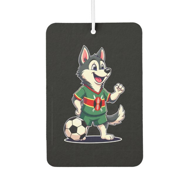 Funny Dabbing Husky Dog Kenya Football - Kenyan Fl Car Air Freshener (Front)