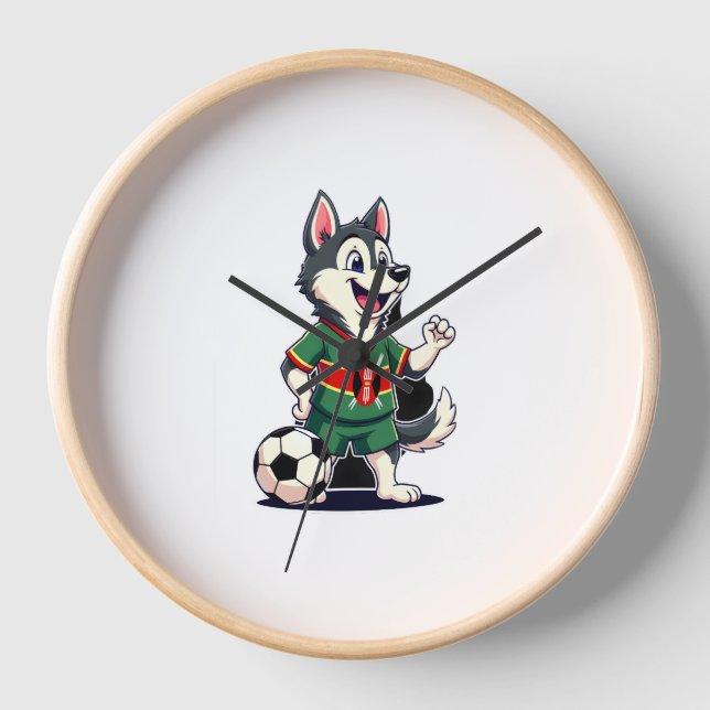 Funny Dabbing Husky Dog Kenya Football - Kenyan Fl Clock (Front)