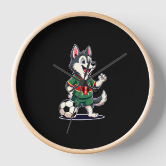Funny Dabbing Husky Dog Kenya Football - Kenyan Fl Clock
