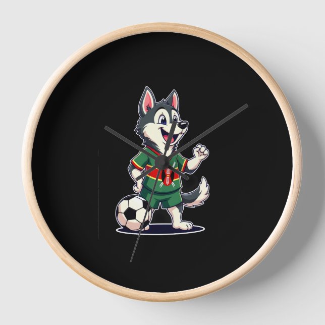 Funny Dabbing Husky Dog Kenya Football - Kenyan Fl Clock (Front)
