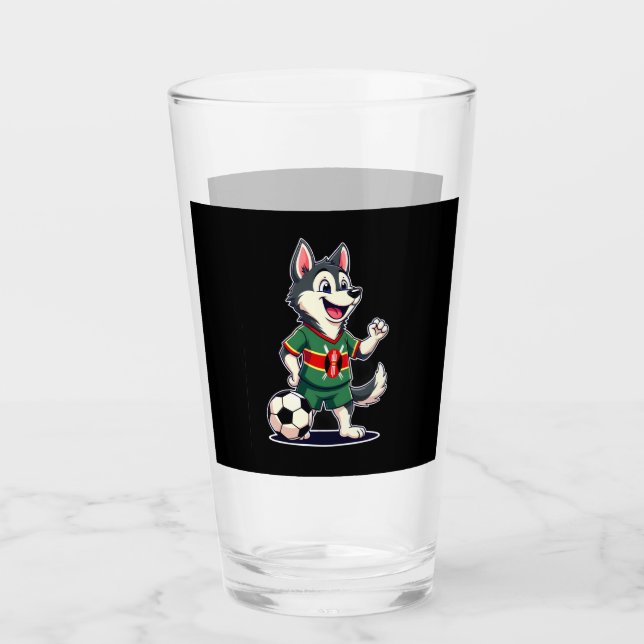 Funny Dabbing Husky Dog Kenya Football - Kenyan Fl Glass (Front)