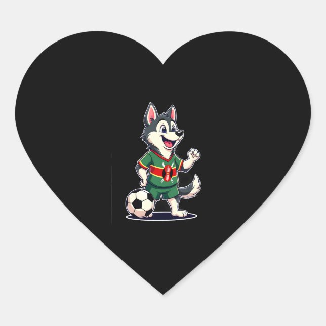 Funny Dabbing Husky Dog Kenya Football - Kenyan Fl Heart Sticker (Front)