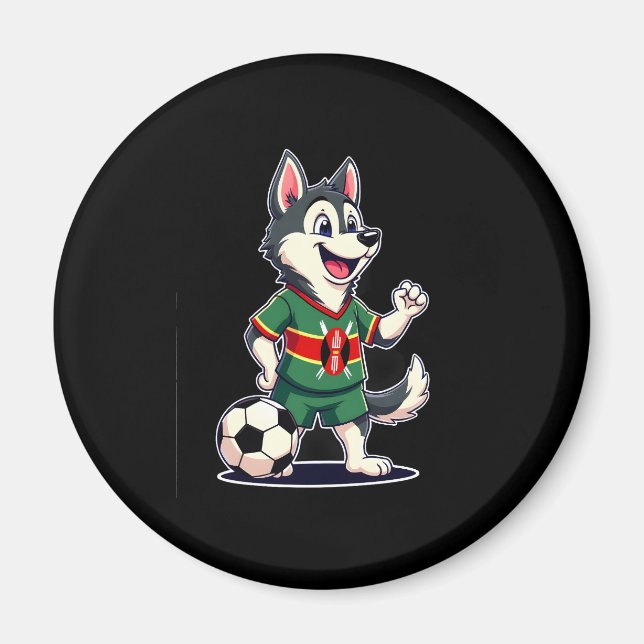 Funny Dabbing Husky Dog Kenya Football - Kenyan Fl Magnet (Front)