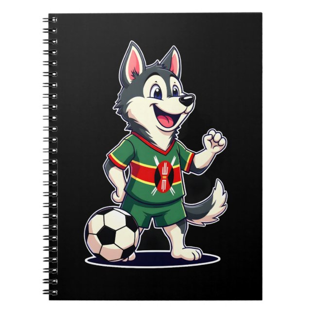 Funny Dabbing Husky Dog Kenya Football - Kenyan Fl Notebook (Front)