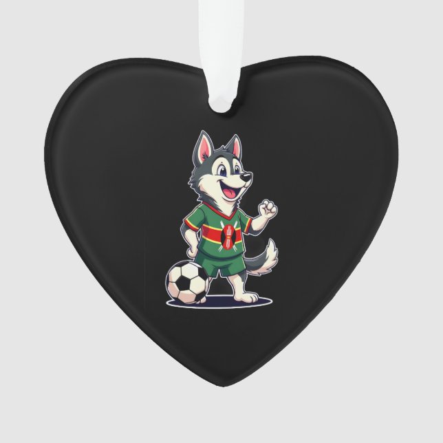 Funny Dabbing Husky Dog Kenya Football - Kenyan Fl Ornament (Front)