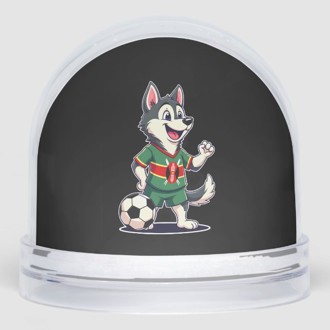 Funny Dabbing Husky Dog Kenya Football - Kenyan Fl Snowglobe (Front)