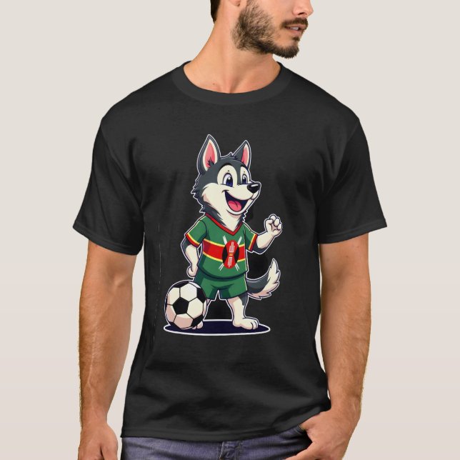 Funny Dabbing Husky Dog Kenya Football - Kenyan Fl T-Shirt (Front)