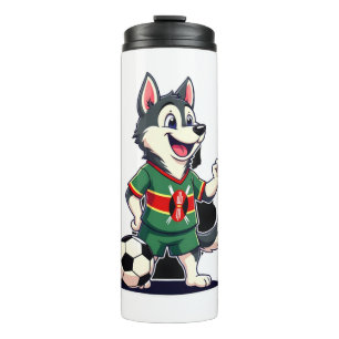 Funny Dabbing Husky Dog Kenya Football - Kenyan Fl Thermal Tumbler