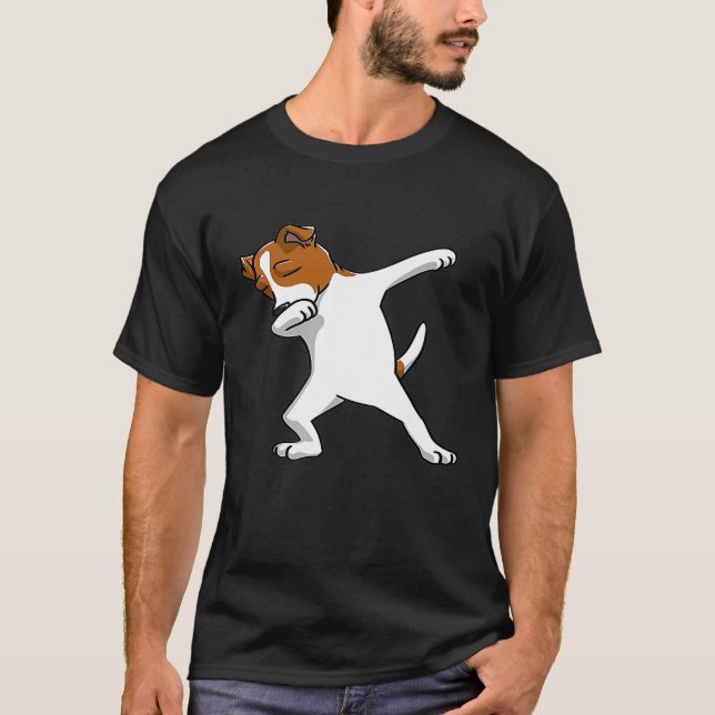 Funny Dabbing Jack Russell Terrier Dog Party Birth T-Shirt (Front)