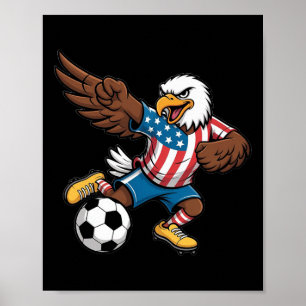 Funny Dabbing Ld Eagle Usa Soccer - Usa Flag Socce Poster