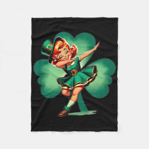 Funny Dabbing Leprechaun Vintage St Patricks Day Fleece Blanket