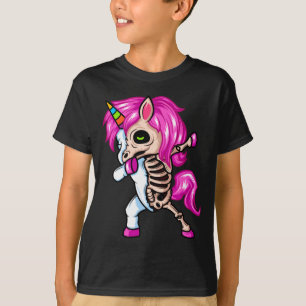 Funny Dabbing Magical Unicorn Skeleton Halloween T-Shirt