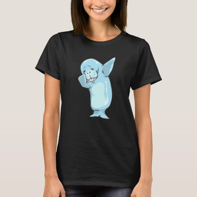 Funny Dabbing Manatee Dancing Sea Cow Gift T-Shirt (Front)
