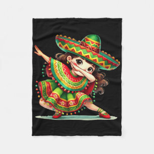 Funny Dabbing Mexican Girls Cinco De Mayo Poncho S Fleece Blanket