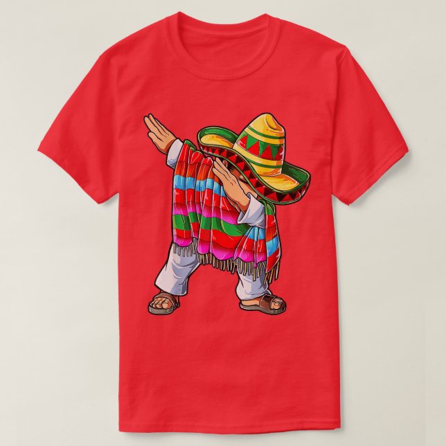 Funny Dabbing Mexican Poncho Cinco De Mayo Men Som T-Shirt (Design Front)