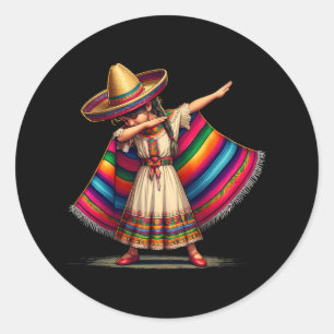 Funny Dabbing Mexican Poncho Sombrero Cinco De May Classic Round Sticker