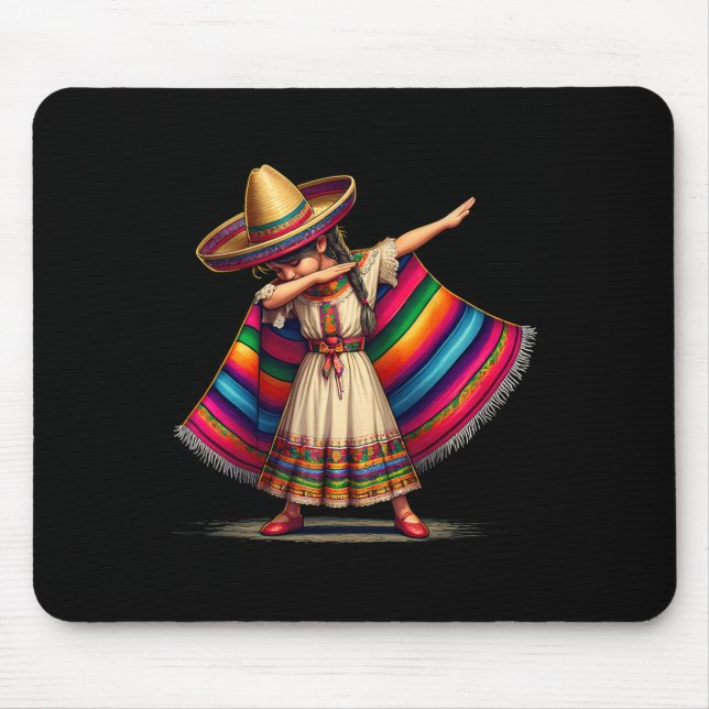 Funny Dabbing Mexican Poncho Sombrero Cinco De May Mouse Mat (Front)