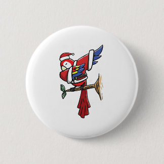 Funny Dabbing Parrot for Christmas holidays 6 Cm Round Badge