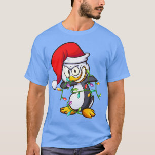 Funny Dabbing Penguin Bird Xmas Lights Penguin Chr T-Shirt